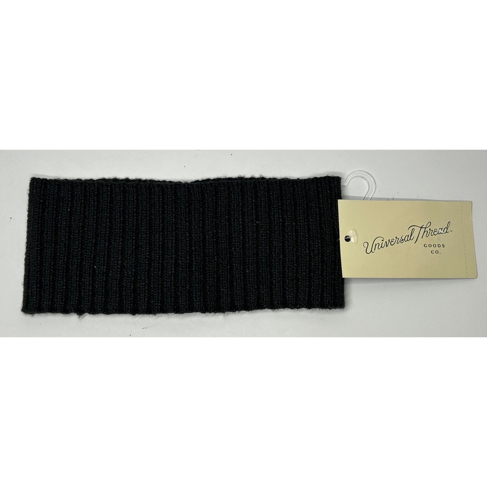 Universal Thread Black Ribbed Knit Headband Ear Warmer Recycled Polyester New